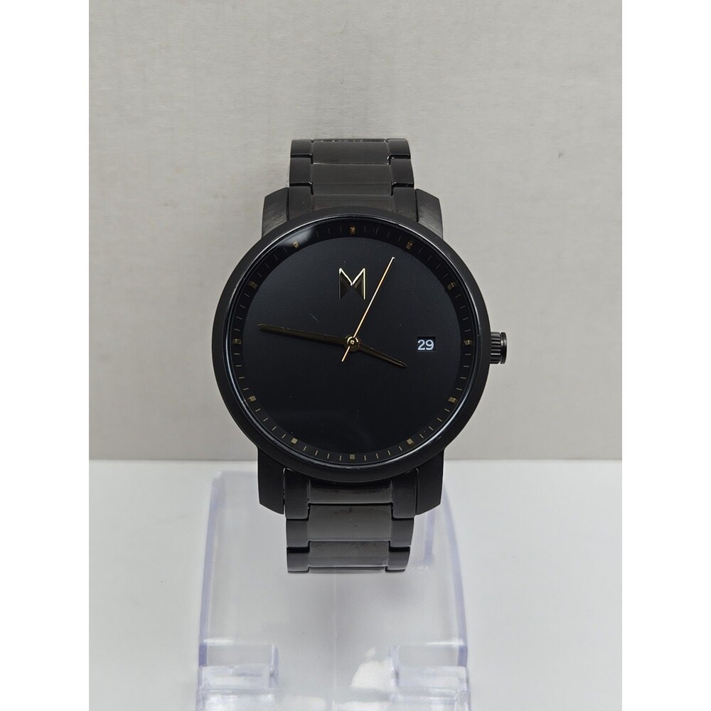 MVMT F29 Womens Black Gold Minimalist Stainless Steel Bracelet Watch New Battery